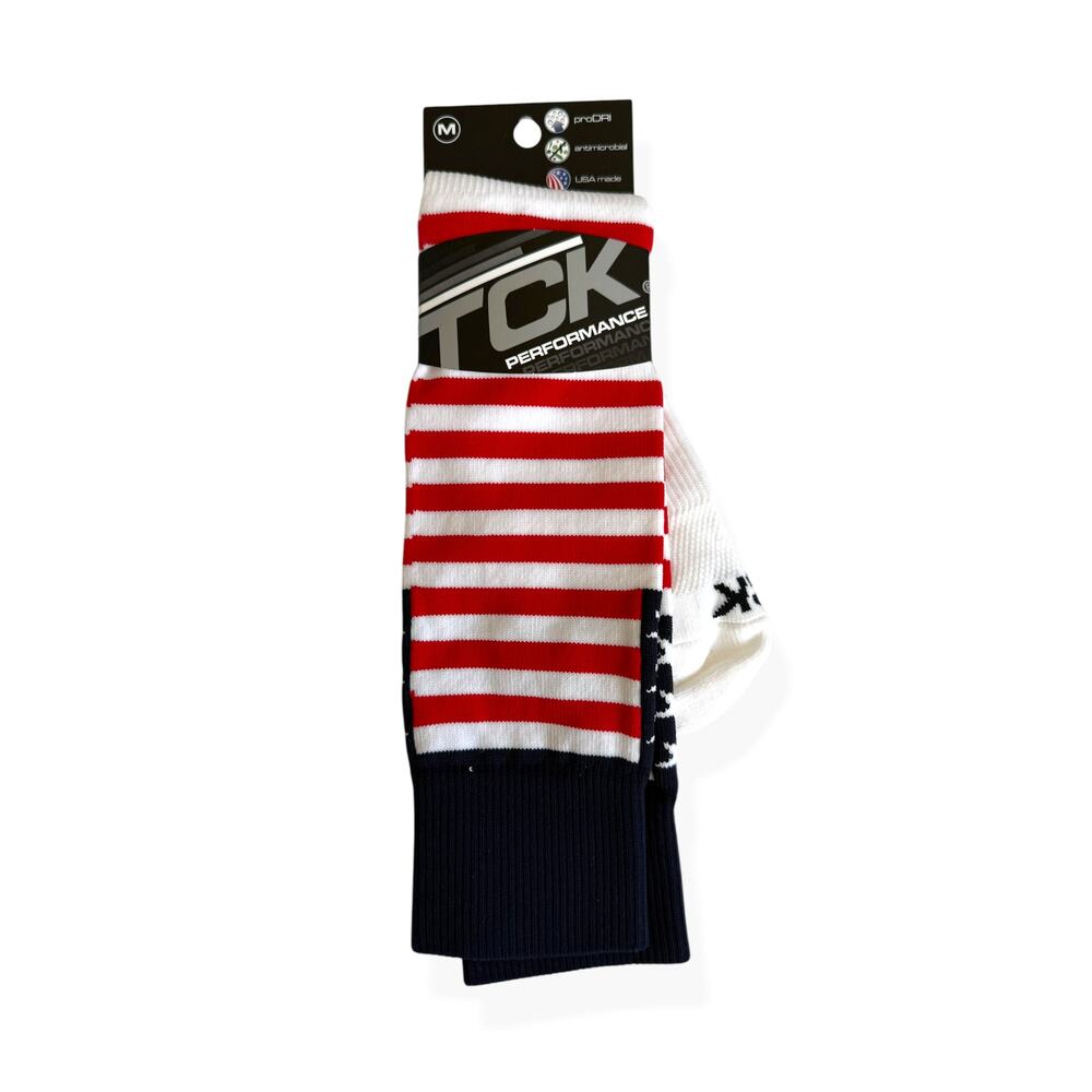 New TCK Performance USA Flag Athletic Socks Medium ProDRI Antimicrobial